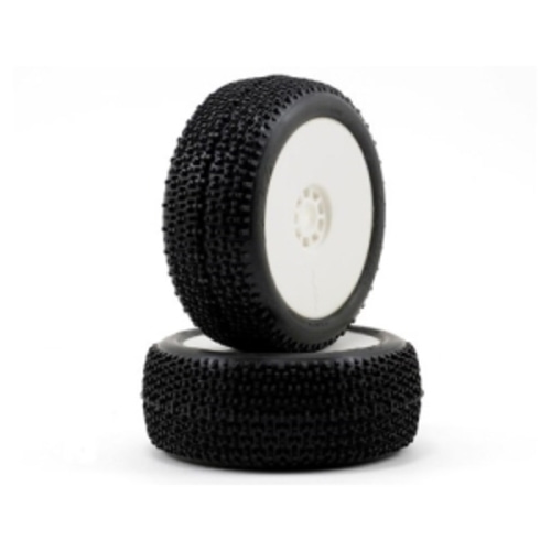 AKA Cityblock 1/8 Buggy Pre-Mounted Tires (2) (White) (Soft) 경기용 타이어